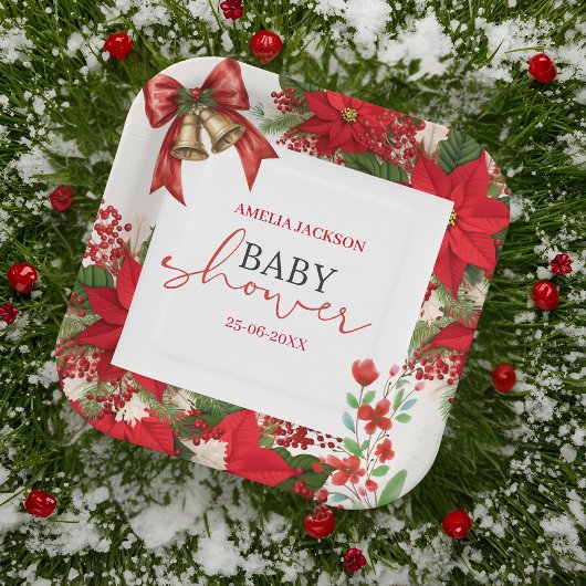 Christmas baby shower festive   ペーパープレート