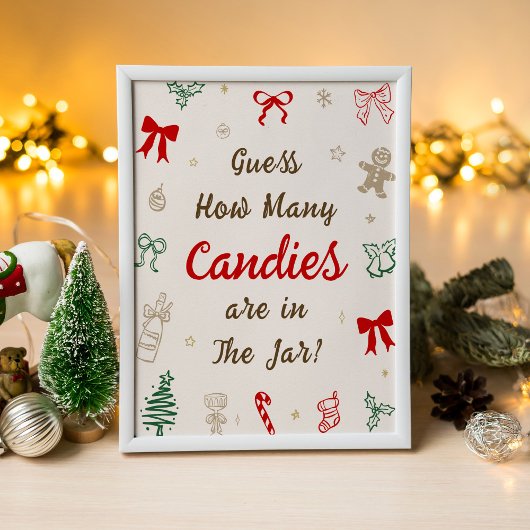 Christmas Baby Shower Guess How Many Candies ポスター