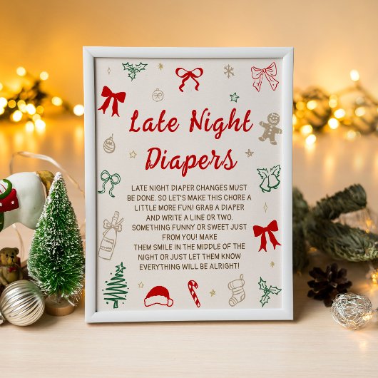Christmas Baby Shower Late Night Diapers  ポスター