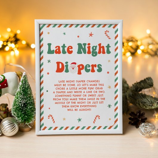 Christmas Baby Shower Late Night Diapers ポスター