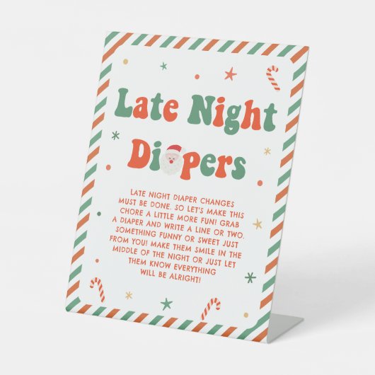 Christmas Baby Shower Late Night Diapers 台座サイン (正面)