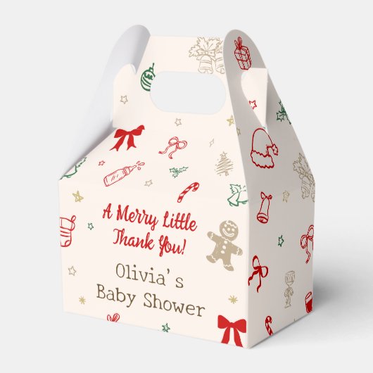 Christmas Baby Shower Merry Little Thank You フェイバーボックス (正面サイド)