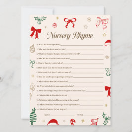 Christmas Baby Shower Nursery Rhyme Game Printable 招待状