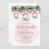 Christmas Baby Shower or Sprinkle Baby Girl 招待状 (正面/裏面)