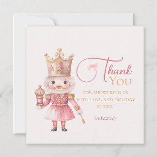 Christmas Baby Shower Pink Nutcracker Thank You サンキューカード
