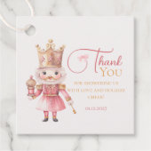 Christmas Baby Shower Pink Nutcracker Thank You フェイバータグ (正面)