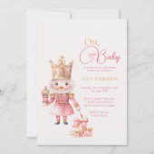 Christmas Baby Shower Pink Nutcracker Watercolor  招待状 (正面)