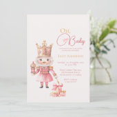 Christmas Baby Shower Pink Nutcracker Watercolor  招待状 (スタンド正面)