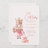 Christmas Baby Shower Pink Nutcracker Watercolor  招待状 (正面/裏面)