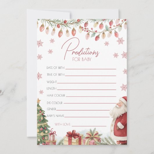 Christmas Baby Shower Prediction Card 招待状 (正面)