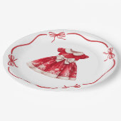 Christmas Baby Shower | Santa Clothes Red & White ペーパープレート (アングル)