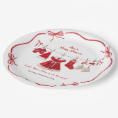 Christmas Baby Shower | Santa Clothes Red & White ペーパープレート (アングル)