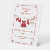 Christmas Baby Shower | Santa Clothes Red & White 台座サイン (正面)