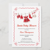 Christmas Baby Shower | Santa Clothes Red & White 招待状 (正面)