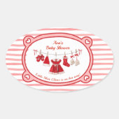 Christmas Baby Shower | Santa Clothes Red & White 楕円形シール (正面)