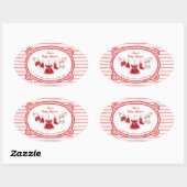 Christmas Baby Shower | Santa Clothes Red & White 楕円形シール (シート)