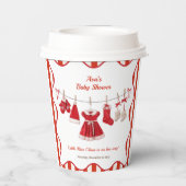 Christmas Baby Shower | Santa Clothes Red & White 紙コップ (裏面)