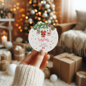 Christmas Baby Shower Sticker | Santa Baby Holiday ラウンドシール