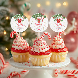 Christmas Baby Shower Sticker | Santa Baby Holiday ラウンドシール