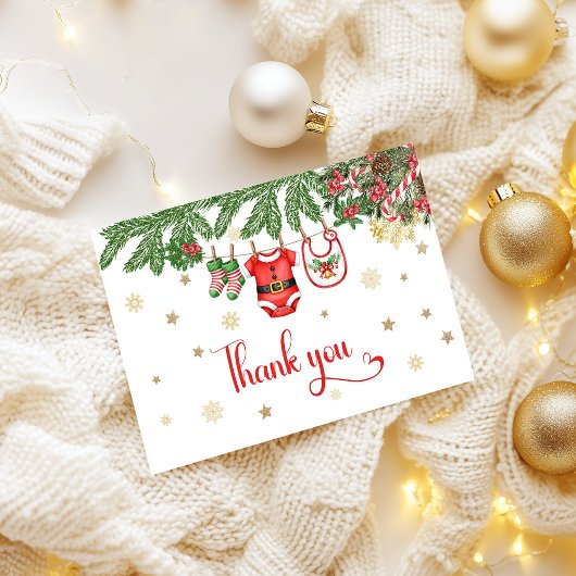 Christmas Baby Shower Thank You Card Santa Baby  サンキューカード