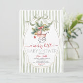 Christmas Baby Shower Vintage Baby Carriage 招待状 (スタンド正面)