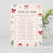 Christmas Baby Shower Would She Rather Game Card 招待状 (スタンド正面)