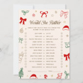 Christmas Baby Shower Would She Rather Game Card 招待状 (正面)