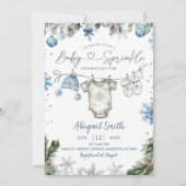 Christmas Baby Sprinkle clothesline Baby Shower 招待状 (正面)