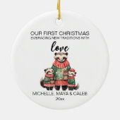 Christmas Badger Family of Three セラミックオーナメント (裏面)