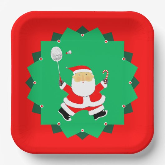 Christmas Badminton ペーパープレート (正面)