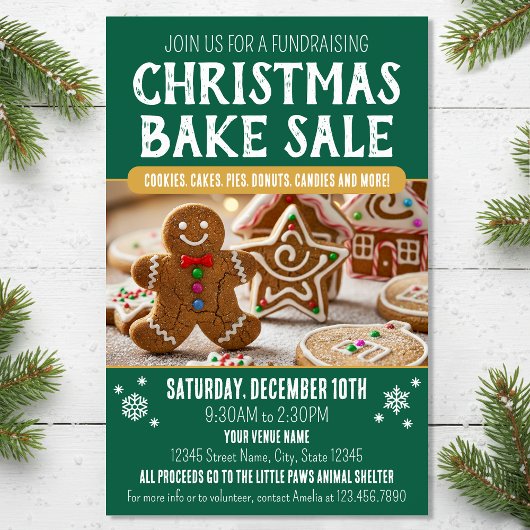 Christmas Bake Sale Festive Holiday Green Business チラシ