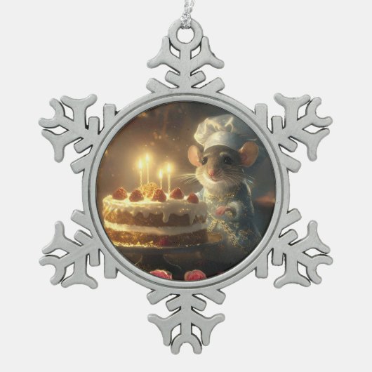 Christmas Bakery by Fabulous Mice Baker スノーフレークピューターオーナメント (正面)