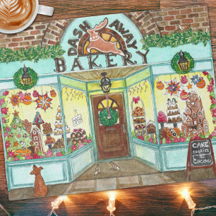 Christmas Bakery Watercolor Artist Made Holiday ジグソーパズル