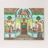 Christmas Bakery Watercolor Artist Made Holiday ジグソーパズル (横)