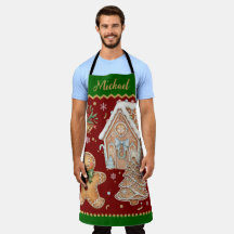 Christmas Baking Apron, House, Gingerbread Man 
