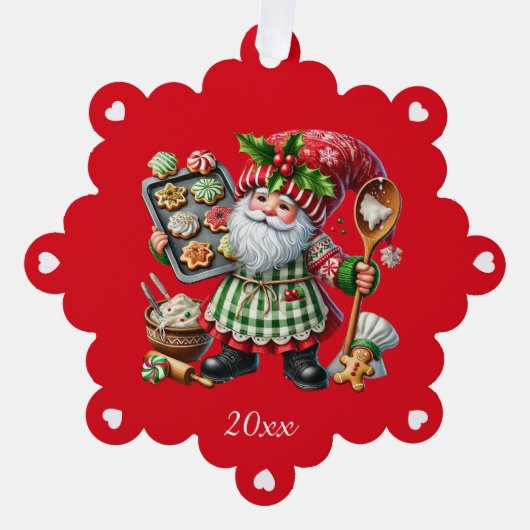 Christmas Baking Gnome Personalized オーナメントカード (正面)