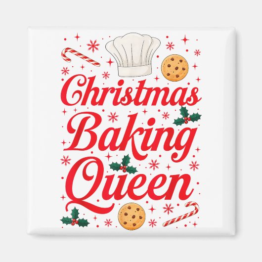 Christmas Baking Queen Funny Xmas Cookie Lover Wom マグネット (正面)
