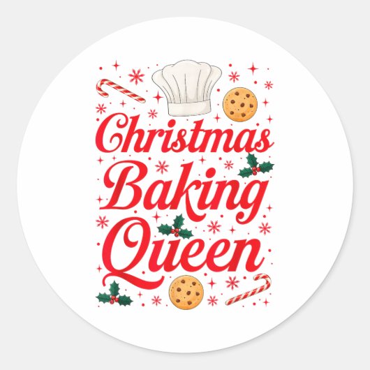 Christmas Baking Queen Funny Xmas Cookie Lover Wom ラウンドシール (正面)