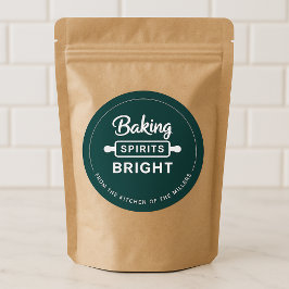 Christmas Baking Spirits Bright Green Kitchen ラウンドシール