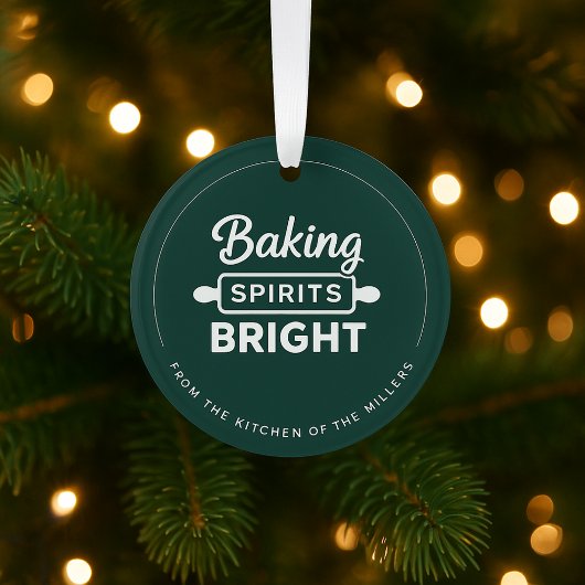 Christmas Baking Spirits Bright Green Kitchen ラウンドシール