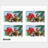 Christmas Ball Cat 長方形シール (シート)