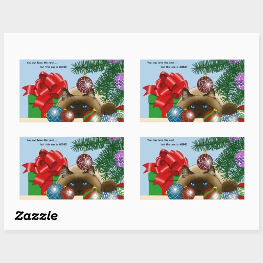 Christmas Ball Cat 長方形シール (シート)