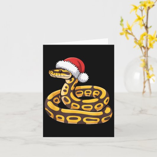 Christmas Ball Python Ugly Xmas Sweater Snake Love カード (黄色い花)