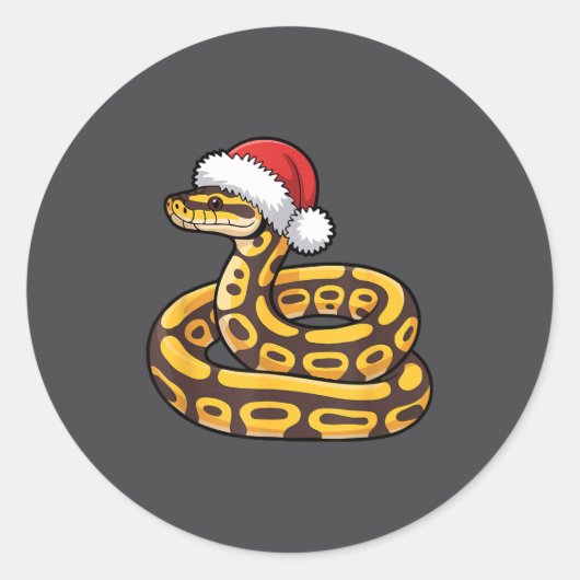 Christmas Ball Python Ugly Xmas Sweater Snake Love ラウンドシール (正面)