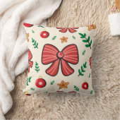 Christmas ball, ribbon Throw Pillow クッション (ブランケット)