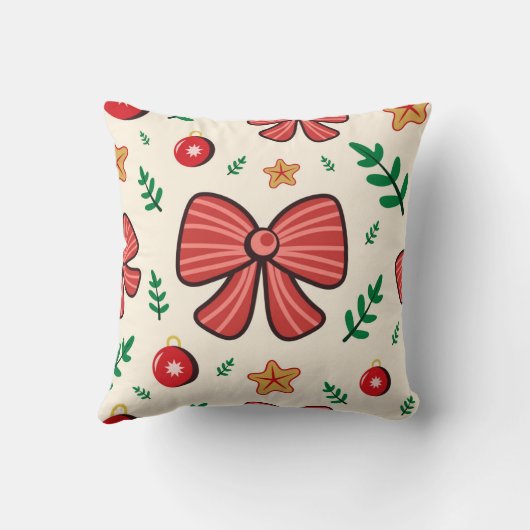 Christmas ball, ribbon Throw Pillow クッション (裏面)