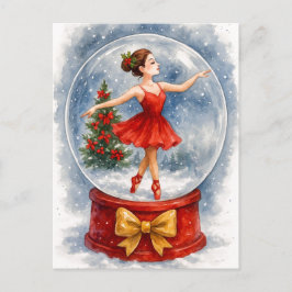 Christmas Ballerina Snow Globe Postcard シーズンポストカード