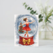 Christmas Ballerina Snow Globe Postcard シーズンポストカード (スタンド正面)