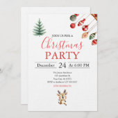 Christmas Balls and Cheerful Baby Reindeer 招待状 (正面/裏面)