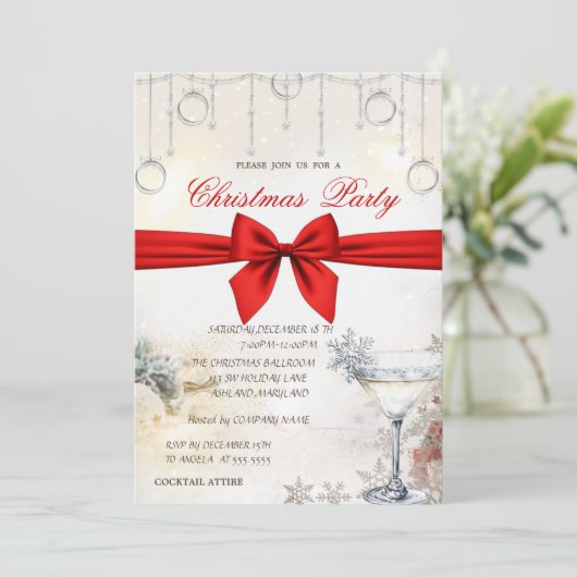 Christmas Balls,Bow Glass Corporate Christmas  招待状 (スタンド正面)